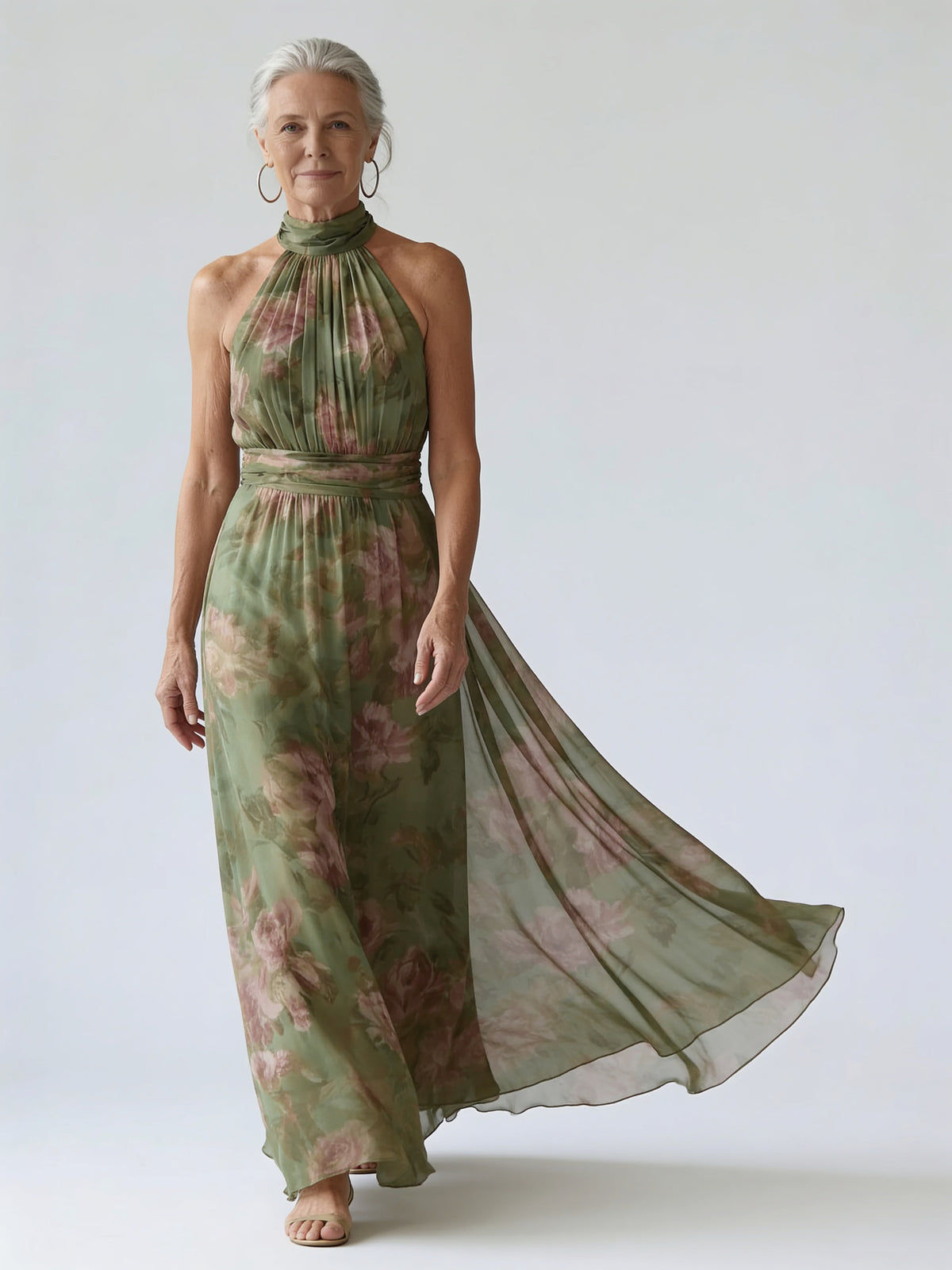 Arabella | Floral Halter Neck Maxi Dress