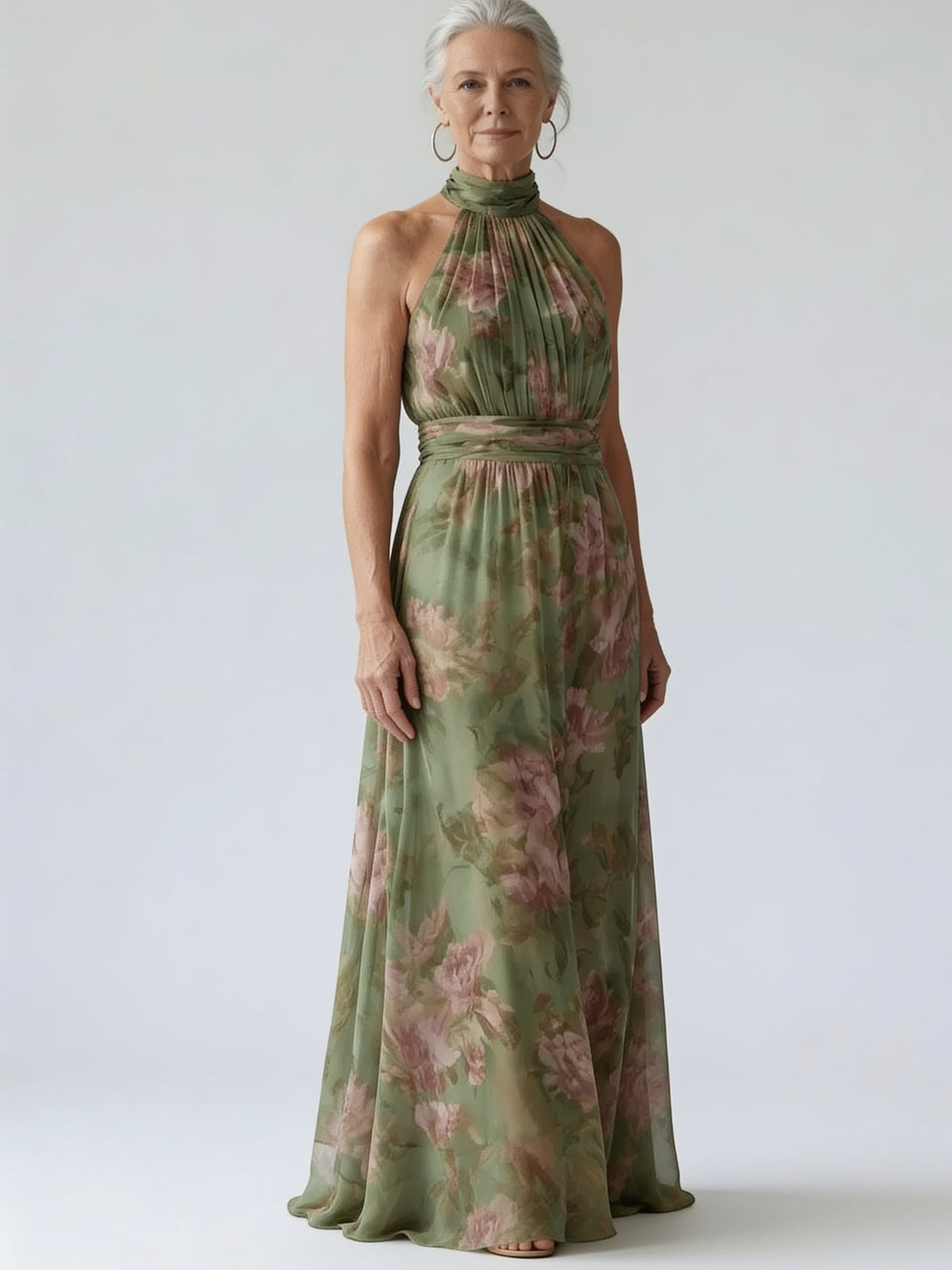 Arabella | Floral Halter Neck Maxi Dress